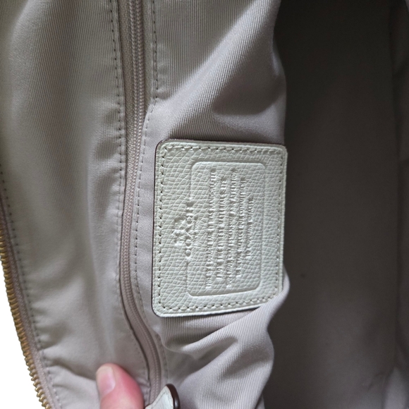 Coach Cora Domed Satchel Purse Leather Tote Grey Birch Chalk Bicolor - Picture 5 of 9